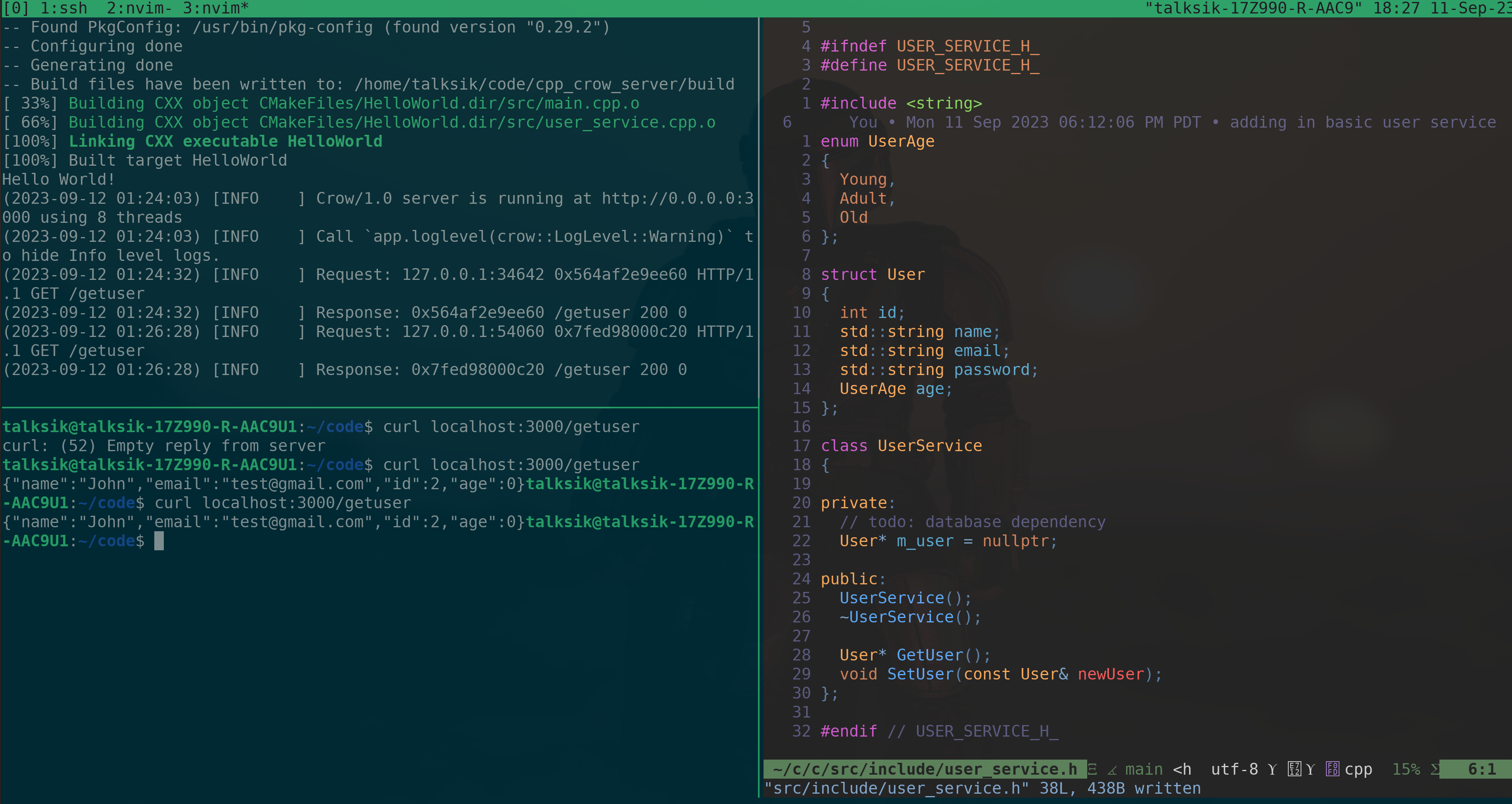 example of it running with two endpoints